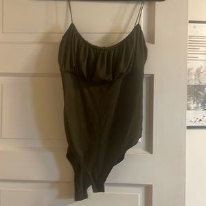 Super soft dark green bodysuit size Large